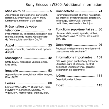 Sony Ericsson W800i Manuel utilisateur | Manualzz Sony Ericsson W800i Manuel utilisateur | Manualzz