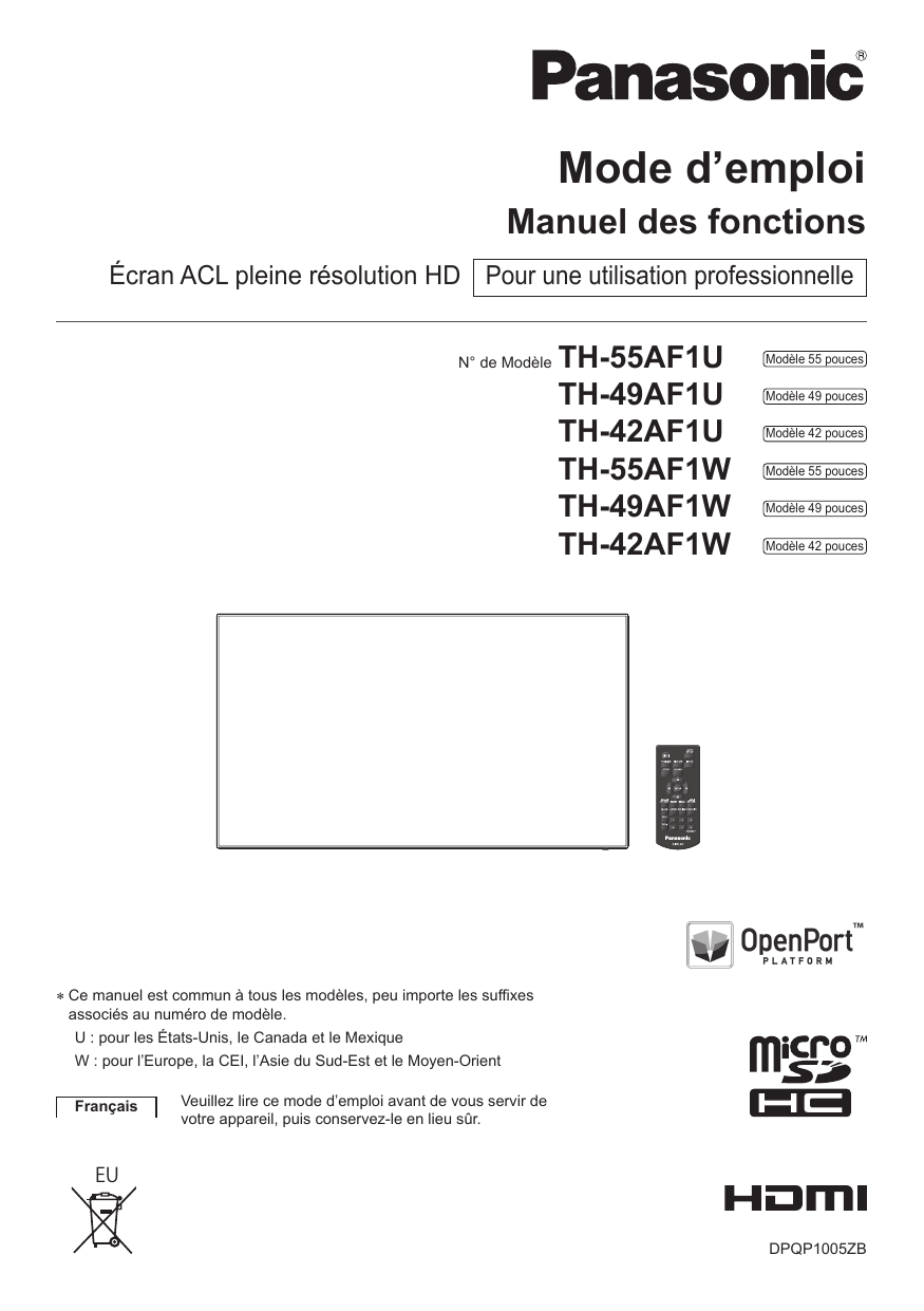 Panasonic Mode D Emploi Manualzz