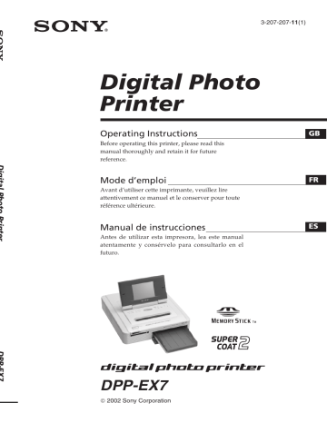 Sony DPP-EX7 User manual Sony DPP-EX7 User manual