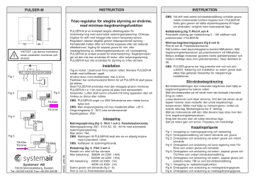 Systemair Pulser M Temperature Control Instrukcja Obs Ugi Manualzz