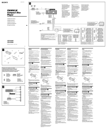Sony CDX-S2020, CDX-S2220 Installation guide Sony CDX-S2020, CDX-S2220 Installation guide