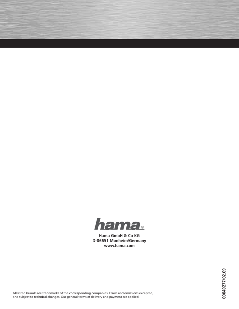 Hama 00049277 Owner's manual Hama 00049277 Owner's manual