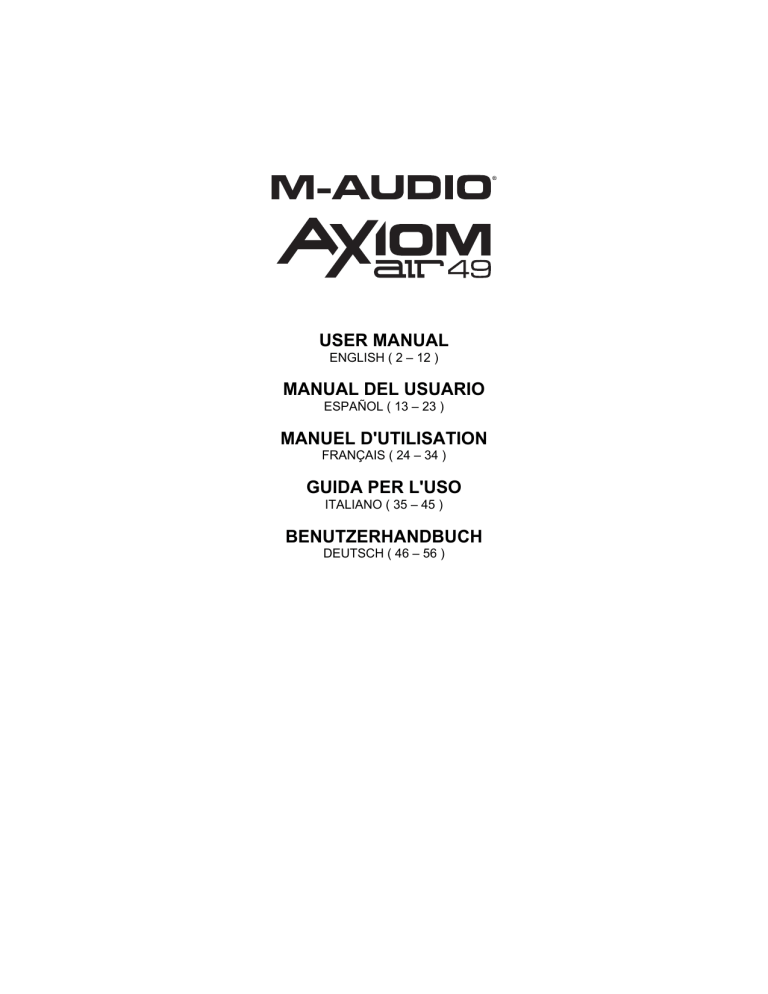 M-Audio Axiom AIR 61 User manual M-Audio Axiom AIR 61 User manual