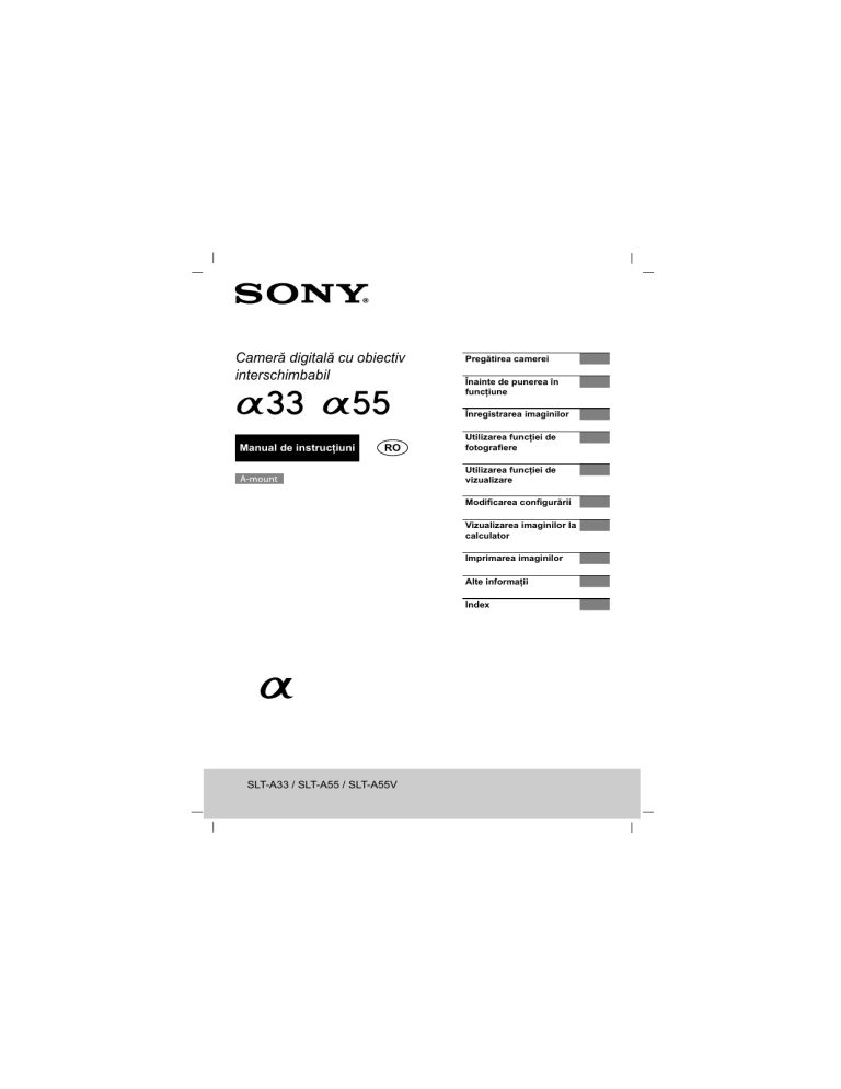 Sony SLT-A55VL, SLT-A33L Operating instructions Sony SLT-A55VL, SLT-A33L Operating instructions