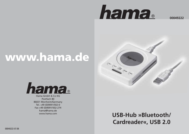 Hama 00049222 Owner's manual Hama 00049222 Owner's manual
