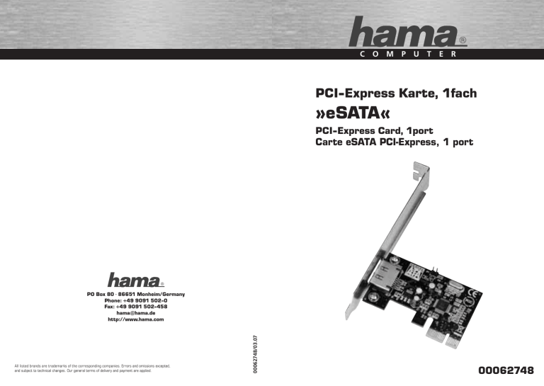 Hama 00062748 Owner's manual Hama 00062748 Owner's manual