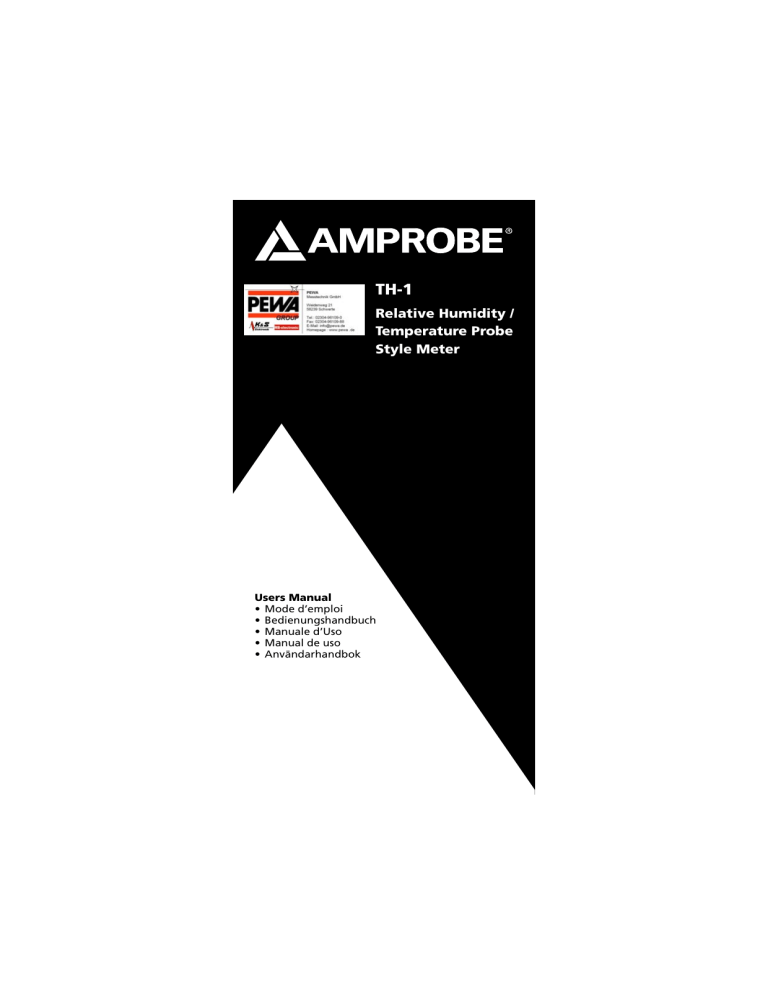 Relative Humidity / Temperature Probe Style Meter Relative Humidity / Temperature Probe Style Meter