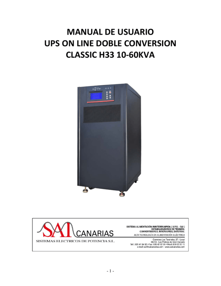 manual de usuario ups on line doble conversion manual de usuario ups on line doble conversion
