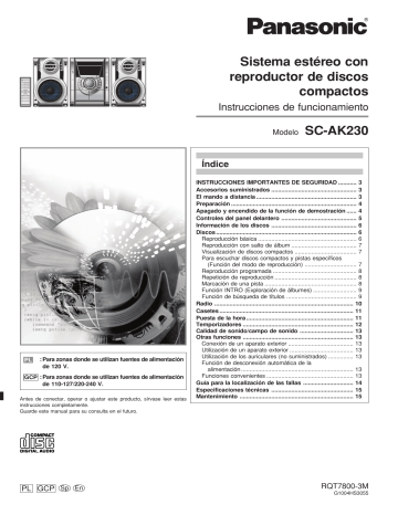 Panasonic SCAK230 Operating instructions Panasonic SCAK230 Operating instructions