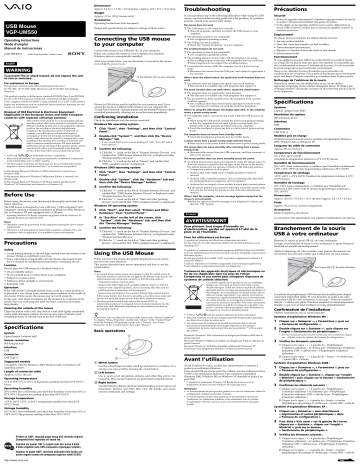 Sony VGP-UMS50 Operating instructions Sony VGP-UMS50 Operating instructions