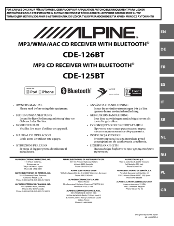 Alpine CDE-125BT El manual del propietario | Manualzz