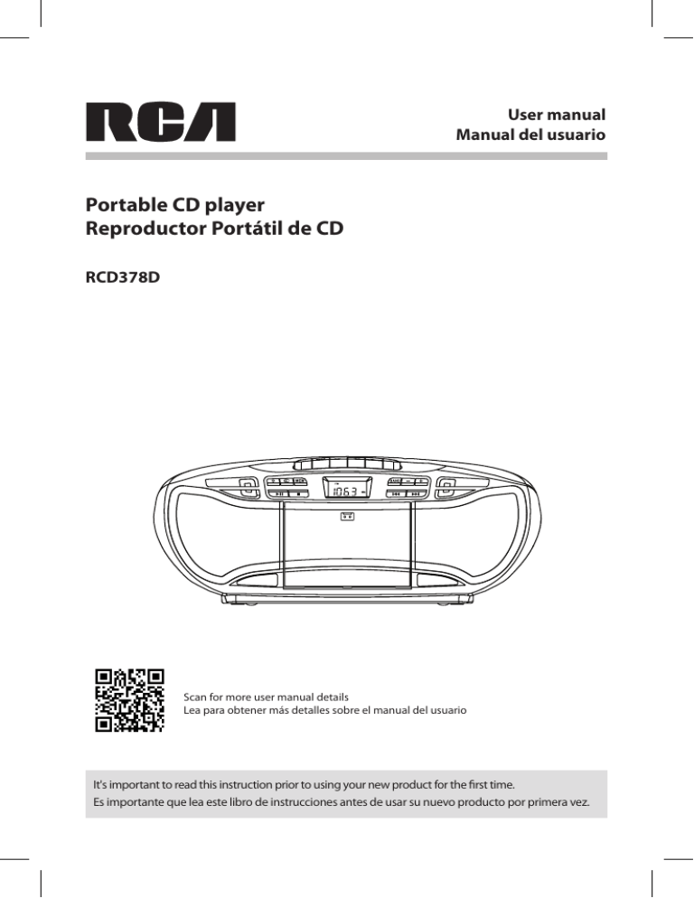 Portable CD player Reproductor Portátil de CD Portable CD player Reproductor Portátil de CD