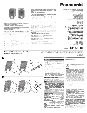 Panasonic RPSP08, RP-SP08 Owner's manual Panasonic RPSP08, RP-SP08 Owner's manual