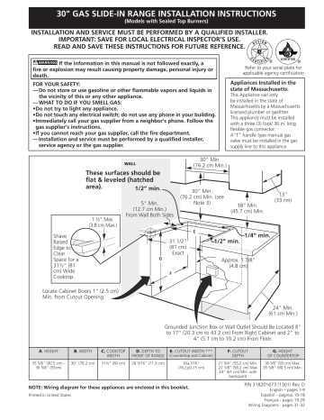 Frigidaire Electric Slide In Range Installation Instructions Manual