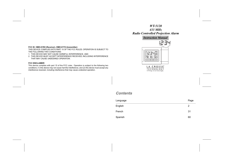 Contents - La Crosse Technology Contents - La Crosse Technology
