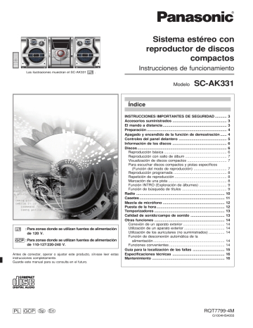 Panasonic SCAK331 Operating instructions Panasonic SCAK331 Operating instructions