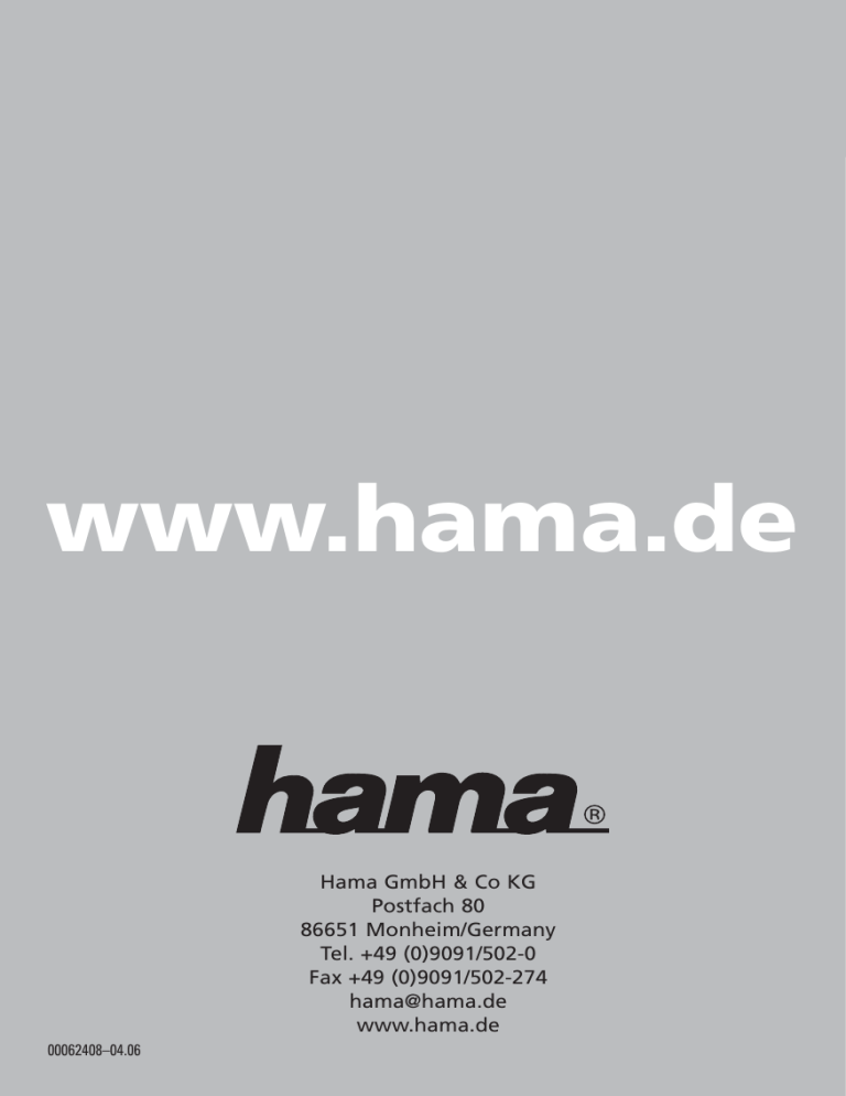 Hama 00062408 Owner's manual Hama 00062408 Owner's manual