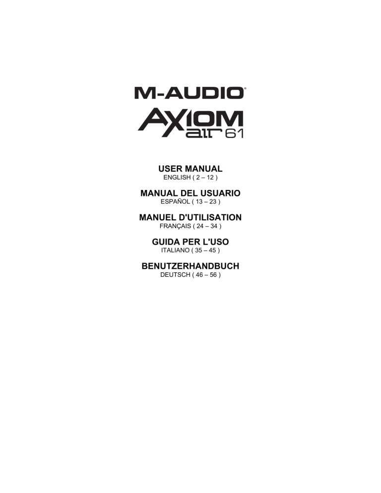 M-Audio Axiom AIR 61 User manual M-Audio Axiom AIR 61 User manual