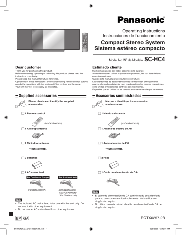 Panasonic SCHC4 Operating instructions Panasonic SCHC4 Operating instructions