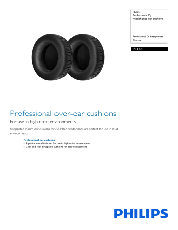 PCU90/00 Philips Professional DJ headphones ear cushions PCU90/00 Philips Professional DJ headphones ear cushions