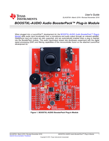 BOOSTXL-AUDIO Audio BoosterPack™ Plug-in BOOSTXL-AUDIO Audio BoosterPack™ Plug-in