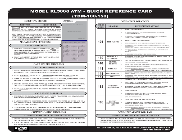 Triton Systems RL5000 Xscale Series Owner's manual Triton Systems RL5000 Xscale Series Owner's manual