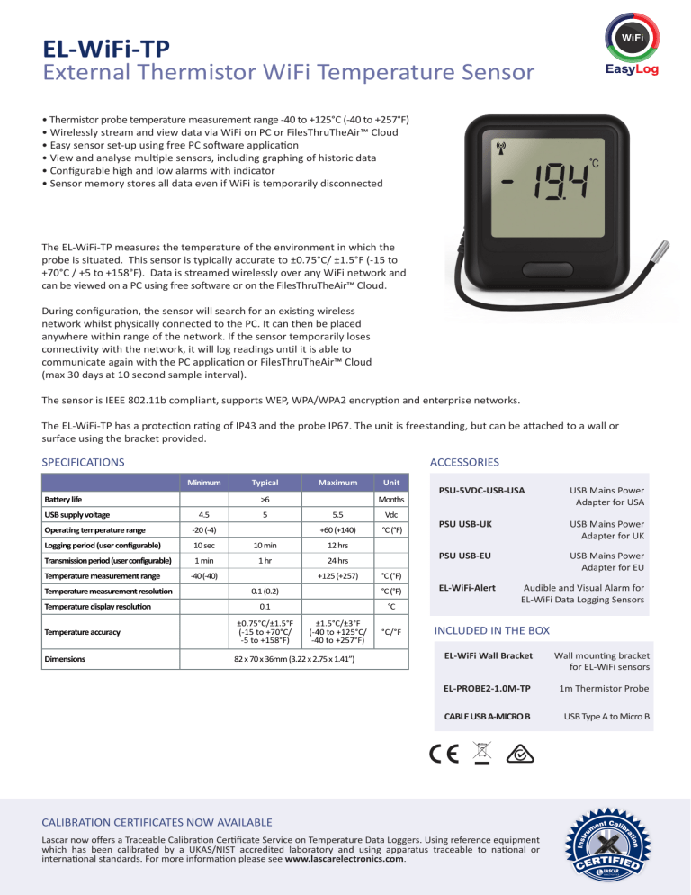EL-WiFi-TP - Lascar Electronics EL-WiFi-TP - Lascar Electronics