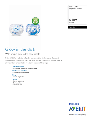 SCF176/22 Philips Night Time Pacifiers SCF176/22 Philips Night Time Pacifiers