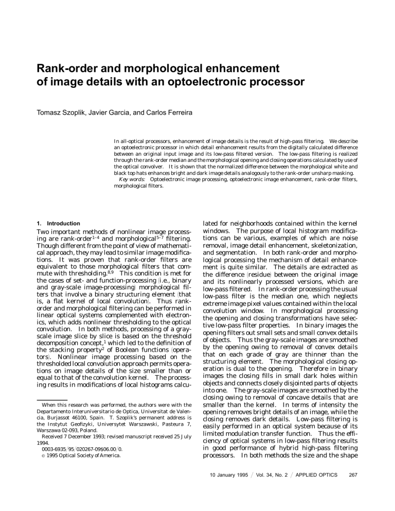 Rank-order and morphological enhancement of Rank-order and morphological enhancement of