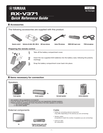 Yamaha RX-V371 User manual | Manualzz Yamaha RX-V371 User manual | Manualzz