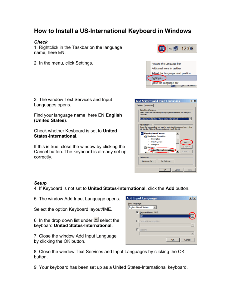 How to Install a US-International Keyboard in Windows How to Install a US-International Keyboard in Windows