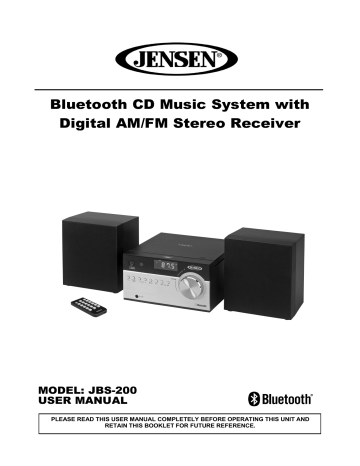 Bluetooth CD Music System with Digital AM/FM Stereo Receiver Bluetooth CD Music System with Digital AM/FM Stereo Receiver