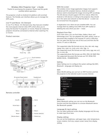 Wireless Mini Projector User`s Guide Wireless Mini Projector User`s Guide
