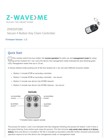 Z-Wave.Me ZME_KFOBC Secure Key Chain Controller Product Manual | Manualzz Z-Wave.Me ZME_KFOBC Secure Key Chain Controller Product Manual | Manualzz