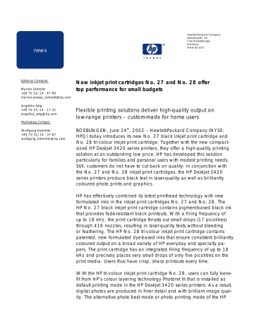news New inkjet print cartridges No. 27 and No. 28 news New inkjet print cartridges No. 27 and No. 28