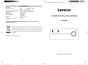 CD RADIO WITH iPod / iPhone DOCKING iPD-9000 CD RADIO WITH iPod / iPhone DOCKING iPD-9000