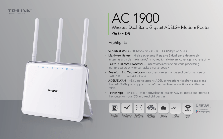 Archer D9 Datasheet 1.0 - TP-Link Archer D9 Datasheet 1.0 - TP-Link