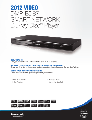 2012 VIDEO DMP-BD87 SMART NETWORK Blu-ray 2012 VIDEO DMP-BD87 SMART NETWORK Blu-ray