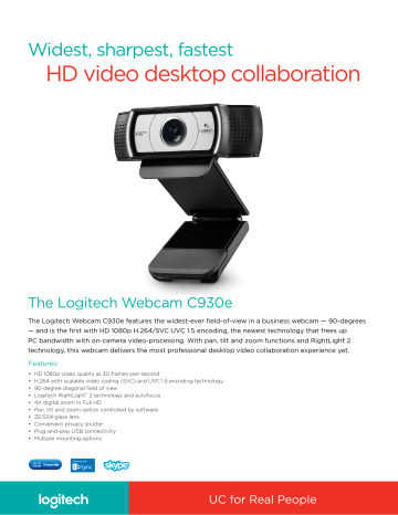 Logitech Webcam C930e | Manualzz