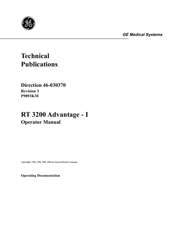 Technical Publications RT 3200 Advantage | Manualzz