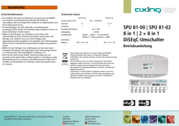 Axing SPU 81-02 DiSEqC switch Operation instructions | Manualzz