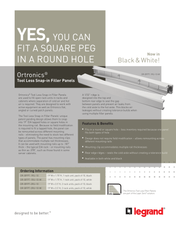 Ortronics Tool Less Filler Panels Ortronics Tool Less Filler Panels