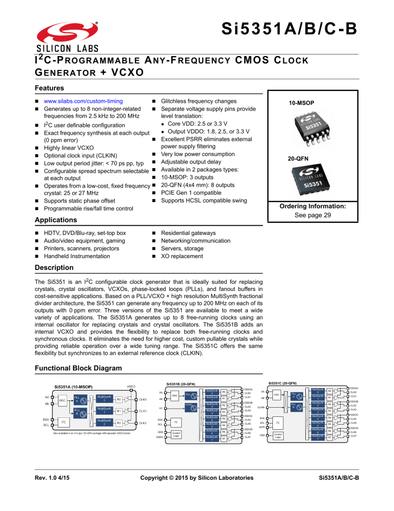 Si5351A/B/CB - Silicon Labs Si5351A/B/CB - Silicon Labs