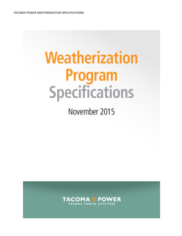 Weatherization Specifications Weatherization Specifications