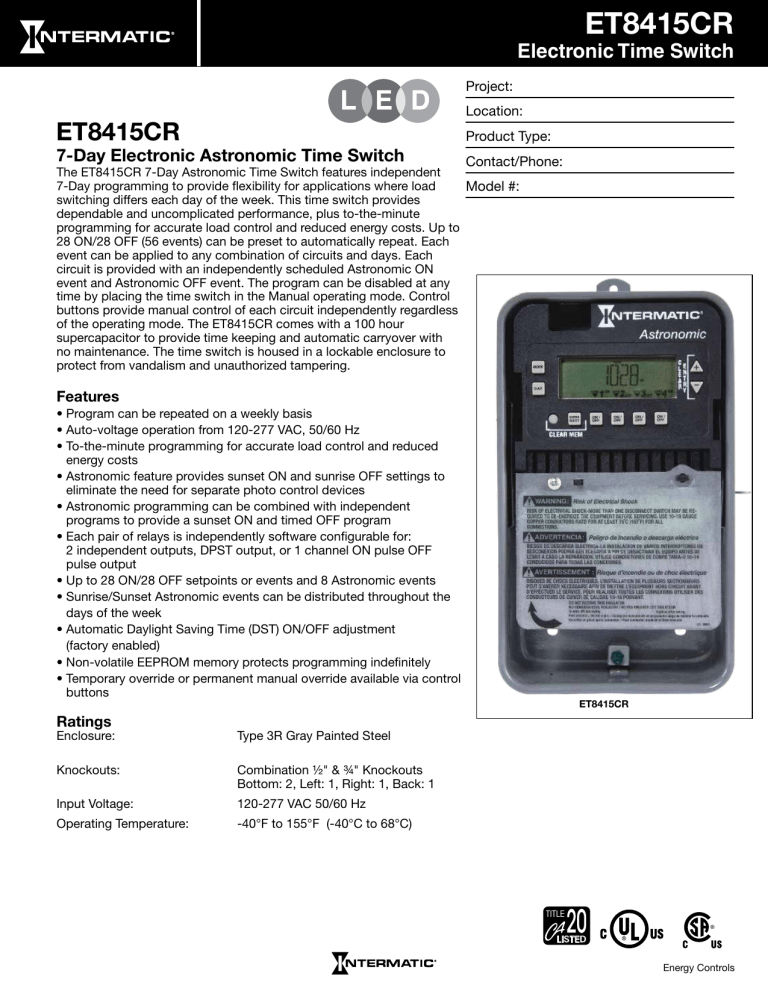 ET8415CR - Intermatic ET8415CR - Intermatic