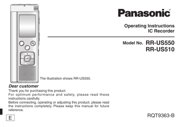 Panasonic RRUS550, RRUS510 Operating instructions Panasonic RRUS550, RRUS510 Operating instructions