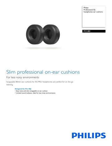 PCU80/00 Philips Professional DJ headphones ear cushions PCU80/00 Philips Professional DJ headphones ear cushions