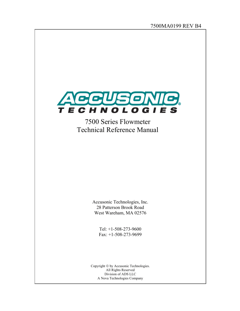 ADS Accusonic Model 7500 User manual ADS Accusonic Model 7500 User manual