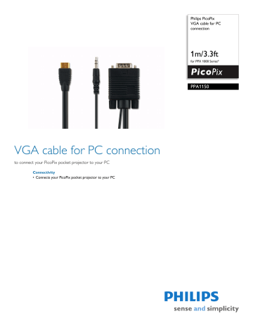 PPA1150/000 Philips VGA cable for PC connection PPA1150/000 Philips VGA cable for PC connection