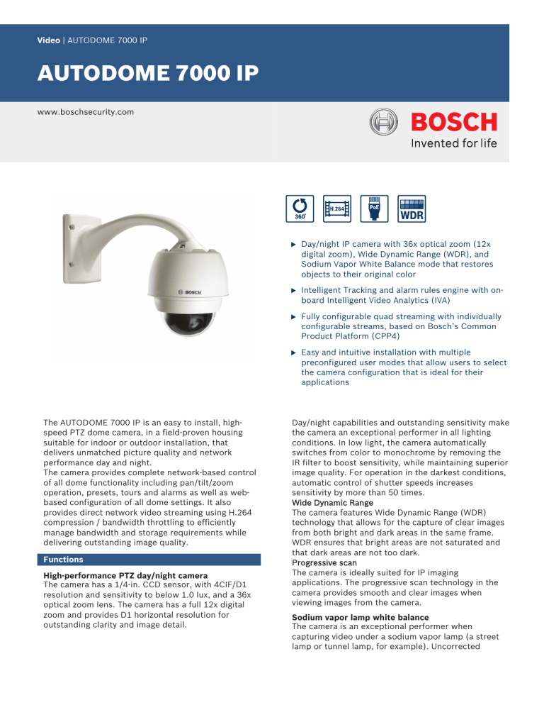 autodome 7000 ip - Bosch Security Systems autodome 7000 ip - Bosch Security Systems